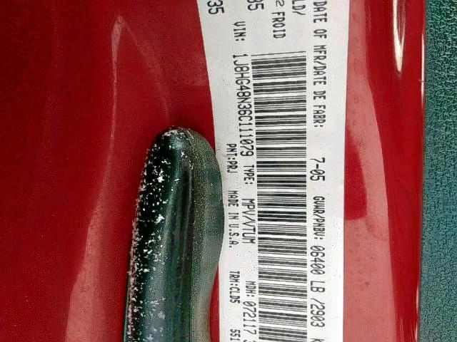 1J8HG48N36C111079 - 2006 JEEP COMMANDER წითელი ფოტო 9