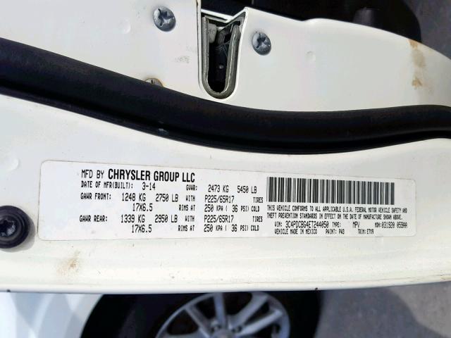 3C4PDCBG4ET244050 - 2014 DODGE JOURNEY SX WHITE photo 10