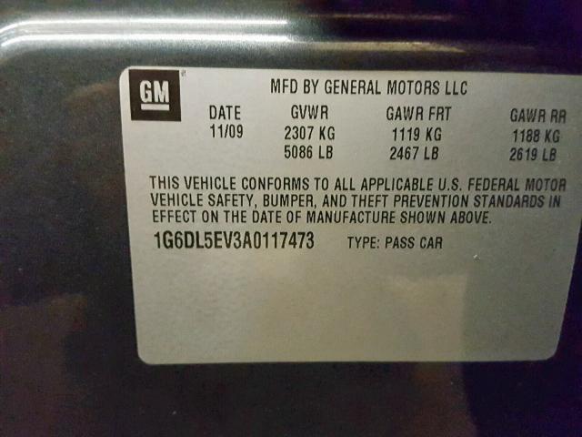 1G6DL5EV3A0117473 - 2010 CADILLAC CTS PERFOR GRAY photo 10
