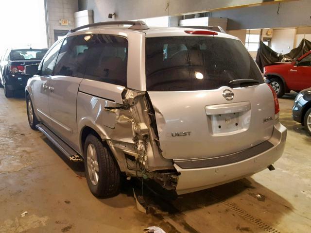 5N1BV28U74N336763 - 2004 NISSAN QUEST S SILVER photo 3