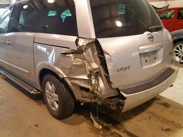 5N1BV28U74N336763 - 2004 NISSAN QUEST S SILVER photo 9