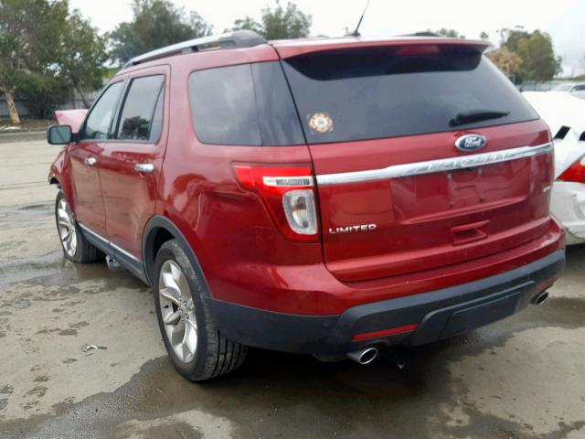 1FM5K8F87FGC50889 - 2015 FORD EXPLORER L RED photo 3