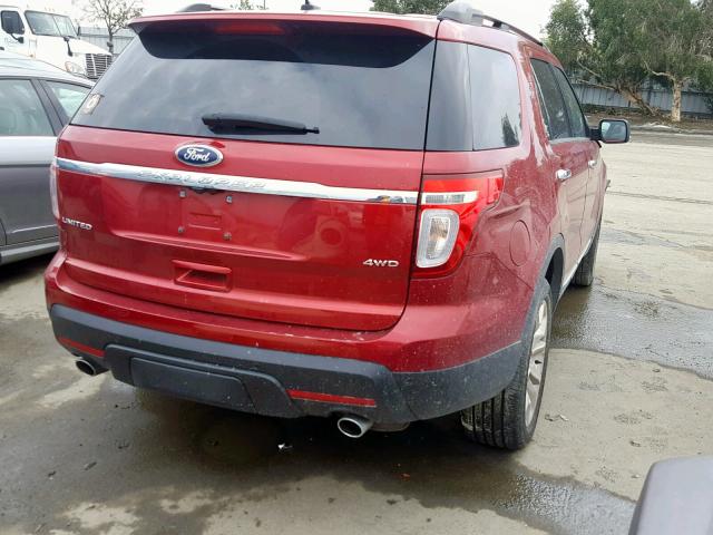 1FM5K8F87FGC50889 - 2015 FORD EXPLORER L RED photo 4