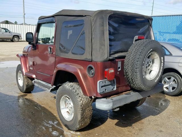 1J4FA59S13P376950 - 2003 JEEP WRANGLER / BURGUNDY photo 3