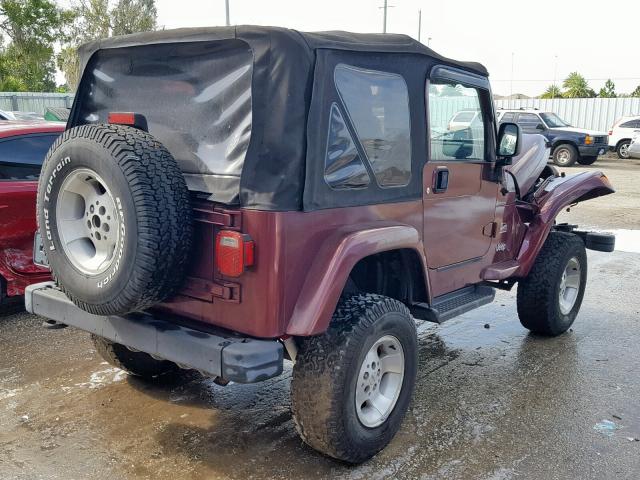 1J4FA59S13P376950 - 2003 JEEP WRANGLER / BURGUNDY photo 4