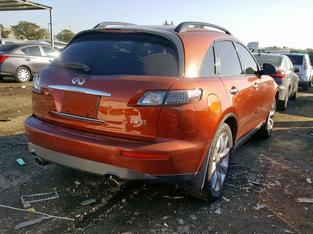 JNRAS08W37X207457 - 2007 INFINITI FX35 ORANGE photo 4