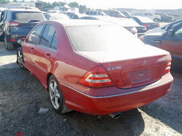 WDBRF40J65F650993 - 2005 MERCEDES-BENZ C 230K SPO RED photo 3