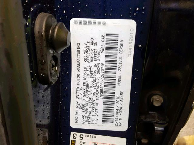 1NXBR30E67Z833716 - 2007 TOYOTA COROLLA CE 蓝色 照片 10