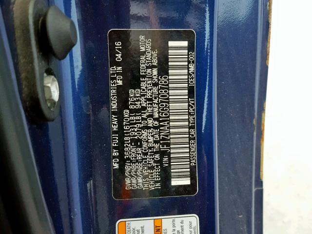 JF1ZNAA16G9708786 - 2016 TOYOTA SCION FR-S BLUE photo 10