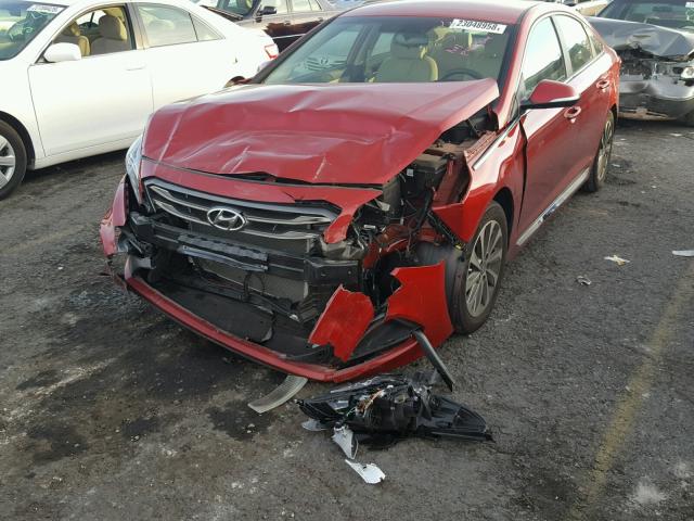 5NPE34AF5HH445033 - 2017 HYUNDAI SONATA SPO RED photo 2