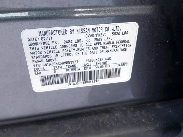 JN1AJ0HR5BM853237 - 2011 INFINITI EX35 BASE Boz foto 10