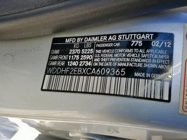 WDDHF2EBXCA609365 - 2012 MERCEDES-BENZ E 350 BLUE SILVER photo 10