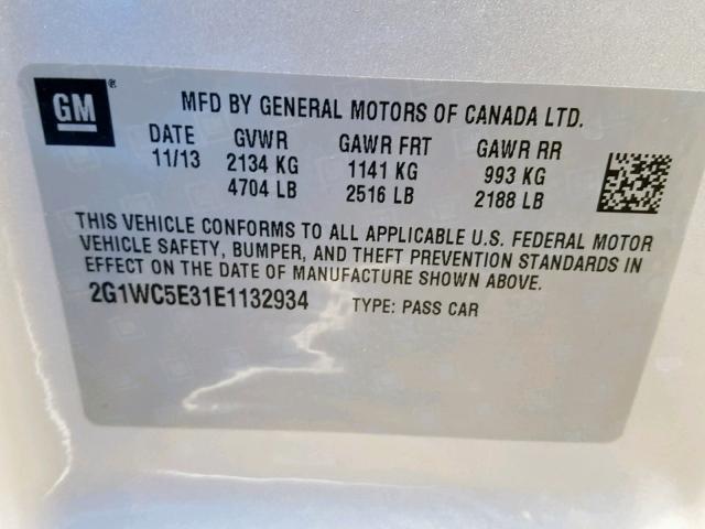 2G1WC5E31E1132934 - 2014 CHEVROLET IMPALA LIM SILVER photo 10