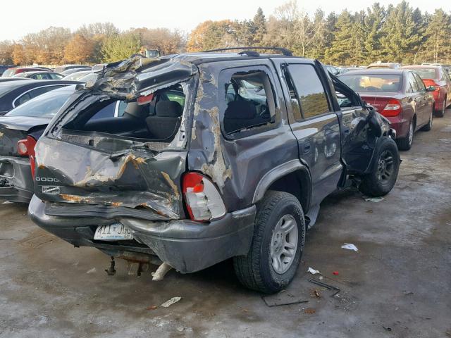 1B4HS38N02F197909 - 2002 DODGE DURANGO SP Сірий фото 4