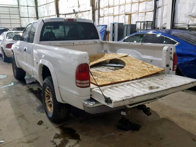 1B7GG42NX2S522670 - 2002 DODGE DAKOTA SLT WHITE photo 3