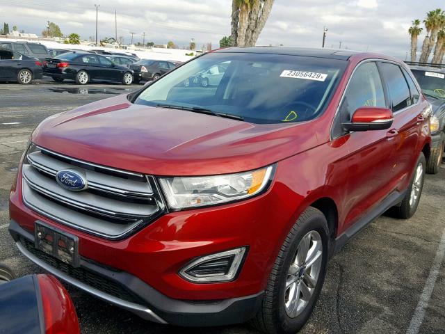 2FMTK3J87FBC04200 - 2015 FORD EDGE SEL RED photo 2