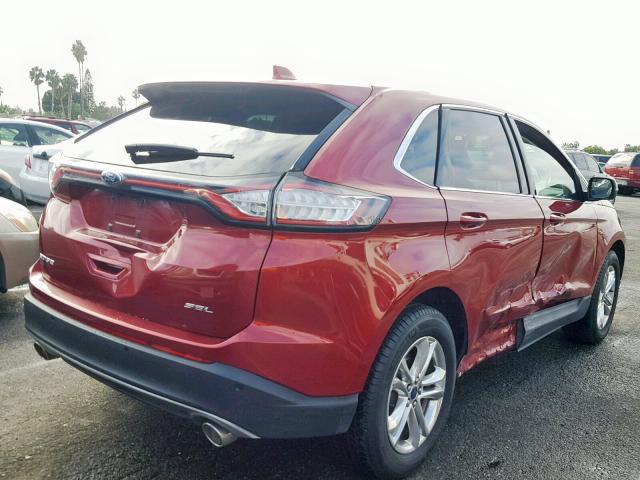 2FMTK3J87FBC04200 - 2015 FORD EDGE SEL RED photo 4