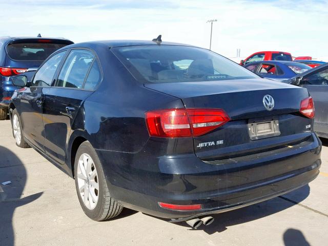 3VWD07AJ7FM309078 - 2015 VOLKSWAGEN JETTA SE 黑色 照片 3