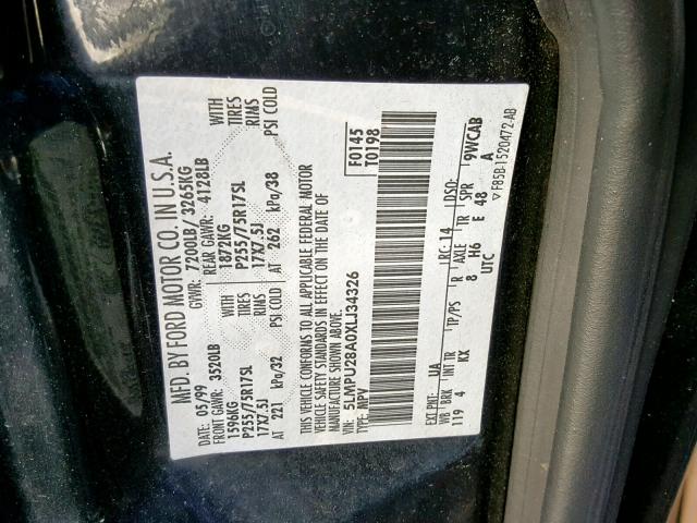 5LMPU28A0XLJ34326 - 1999 LINCOLN NAVIGATOR 黑色 照片 10