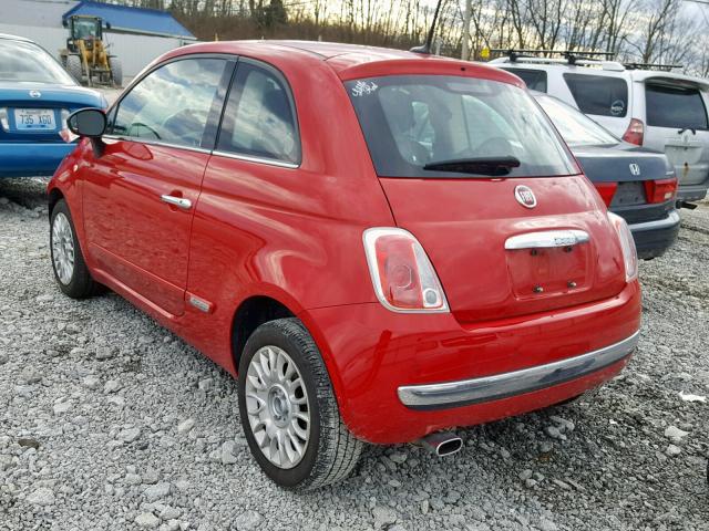 3C3CFFCR0DT600359 - 2013 FIAT 500 LOUNGE RED photo 3