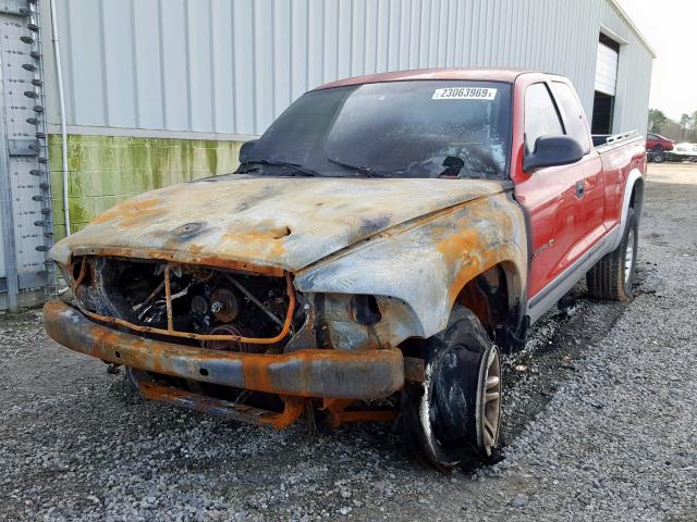 1B7GG42N12S563950 - 2002 DODGE DAKOTA SLT RED photo 2