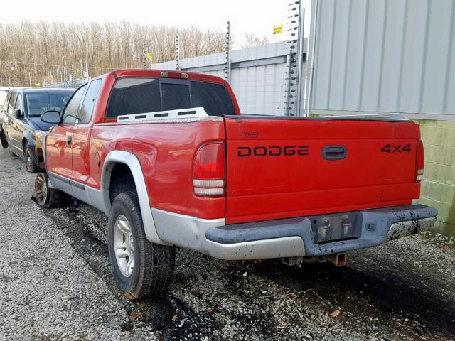 1B7GG42N12S563950 - 2002 DODGE DAKOTA SLT RED photo 3