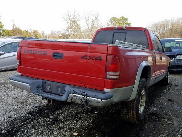 1B7GG42N12S563950 - 2002 DODGE DAKOTA SLT RED photo 4