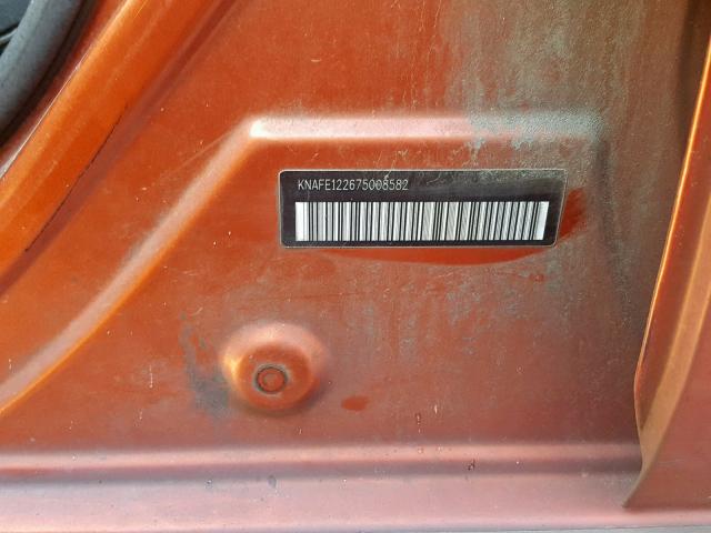 KNAFE122675008582 - 2007 KIA SPECTRA EX ORANGE photo 10