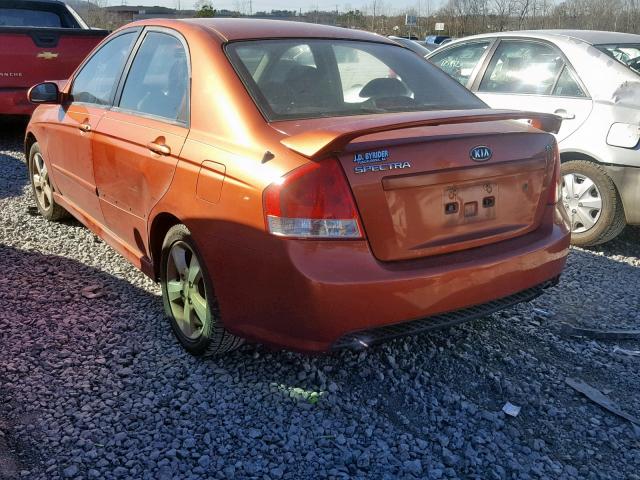 KNAFE122675008582 - 2007 KIA SPECTRA EX ORANGE photo 3