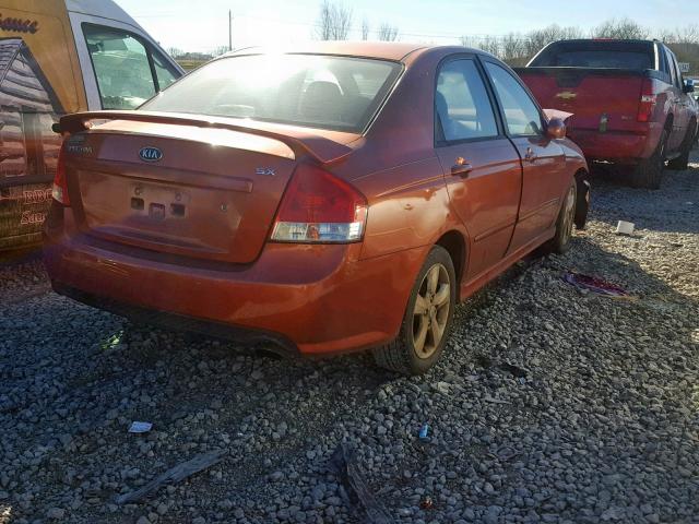 KNAFE122675008582 - 2007 KIA SPECTRA EX ORANGE photo 4