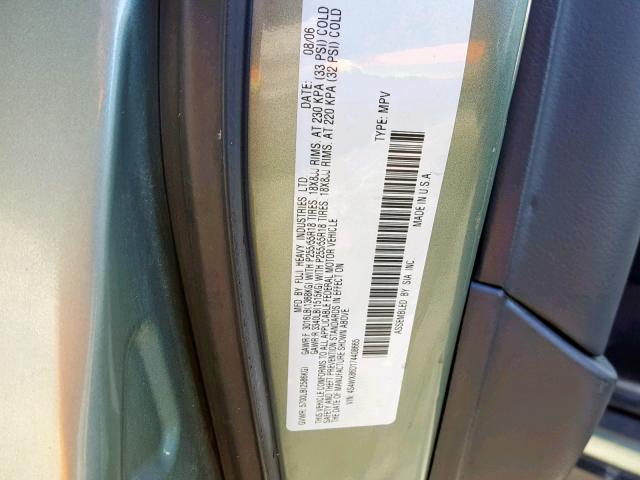 4S4WX86D174408665 - 2007 SUBARU B9 TRIBECA GREEN photo 10