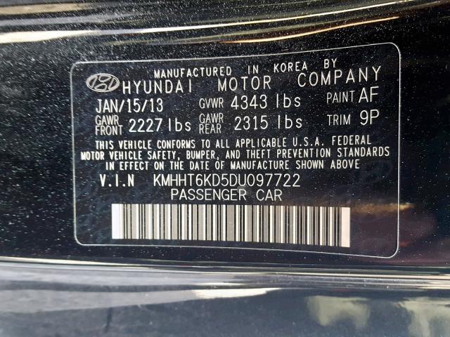 KMHHT6KD5DU097722 - 2013 HYUNDAI GENESIS CO BLACK photo 10