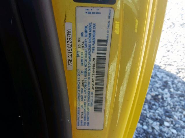 3VWCA21C8YM440178 - 2000 VOLKSWAGEN NEW BEETLE Gelb Foto 10