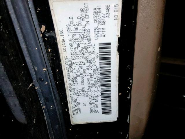 5TDZT34A82S102357 - 2002 TOYOTA SEQUOIA SR 黑色 照片 10