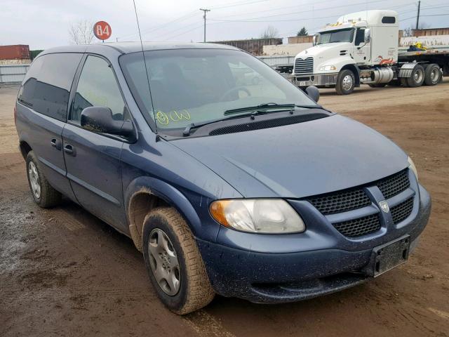 1B4GP25BX2B694376 - 2002 DODGE CARAVAN SE BLUE photo 1