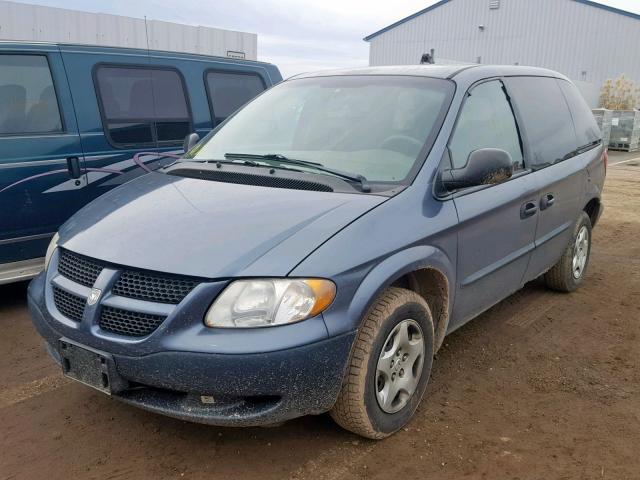 1B4GP25BX2B694376 - 2002 DODGE CARAVAN SE BLUE photo 2