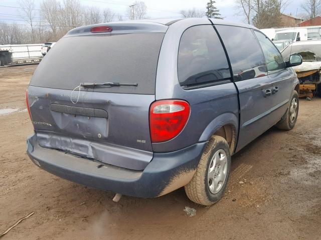 1B4GP25BX2B694376 - 2002 DODGE CARAVAN SE BLUE photo 4