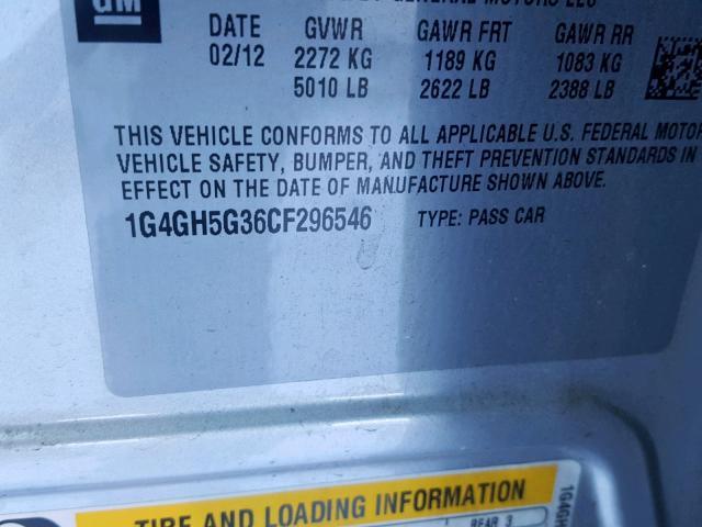 1G4GH5G36CF296546 - 2012 BUICK LACROSSE P SILVER photo 10