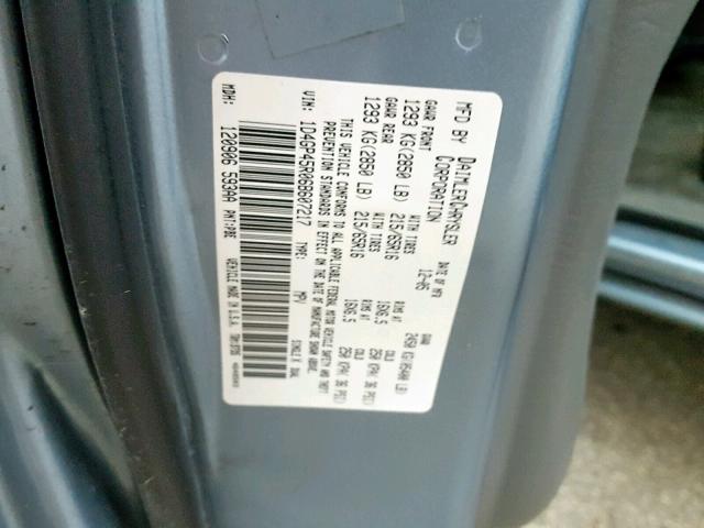 1D4GP45R06B607217 - 2006 DODGE CARAVAN SX BLUE photo 10