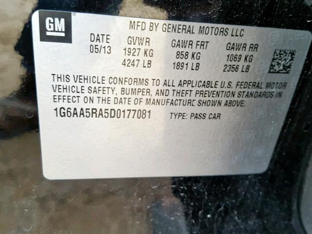 1G6AA5RA5D0177081 - 2013 CADILLAC ATS BLACK photo 10