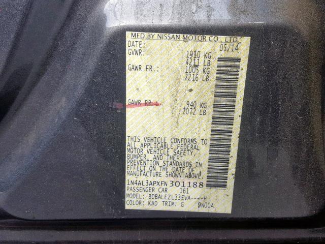 1N4AL3APXFN301188 - 2015 NISSAN ALTIMA 2.5 GRAY photo 10