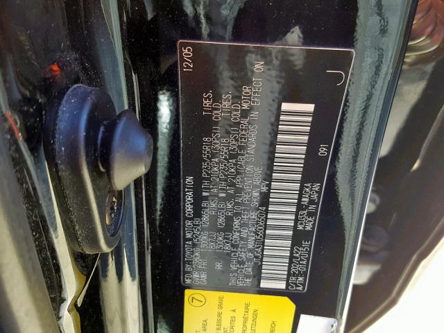 JTJGA31U560065074 - 2006 LEXUS RX 330 BLACK photo 10