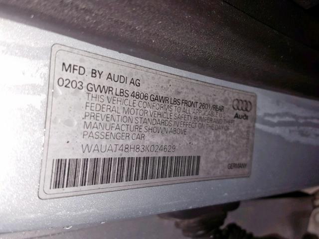 WAUAT48H83K024629 - 2003 AUDI A4 3.0 CAB SILVER photo 10