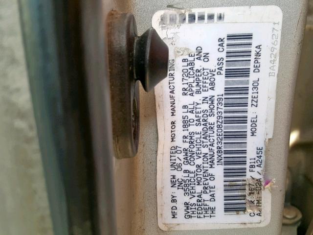1NXBR32E08Z937391 - 2008 TOYOTA COROLLA CE SILVER photo 10