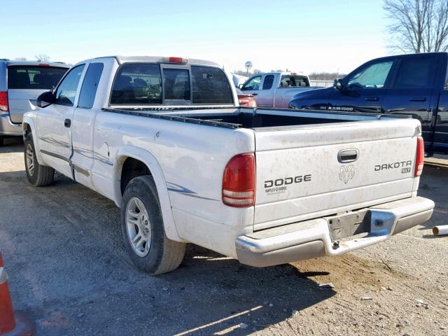 1D7GL42K64S609962 - 2004 DODGE DAKOTA SLT WHITE photo 3