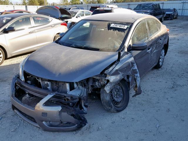 3N1AB7AP2FL654953 - 2015 NISSAN SENTRA S SILVER photo 2