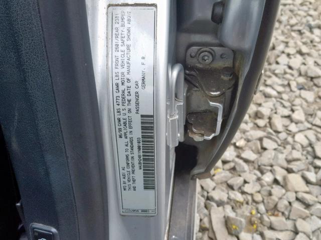 WAUBH24B1YN001033 - 2000 AUDI A6 2.8 SILVER photo 10