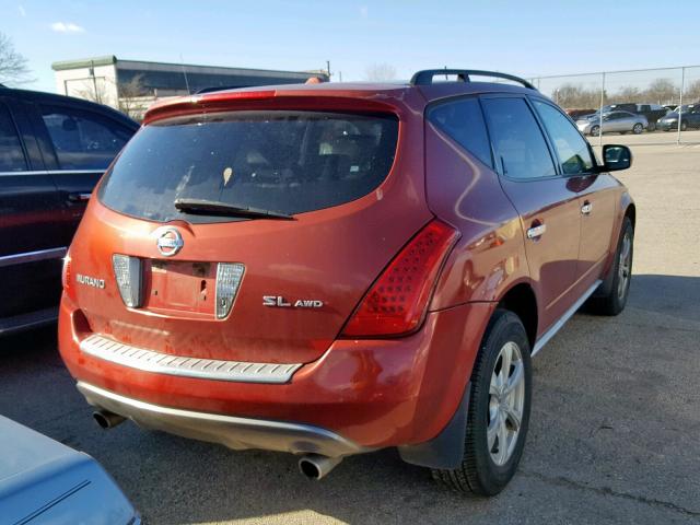 JN8AZ08W86W524669 - 2006 NISSAN MURANO SL RED photo 4