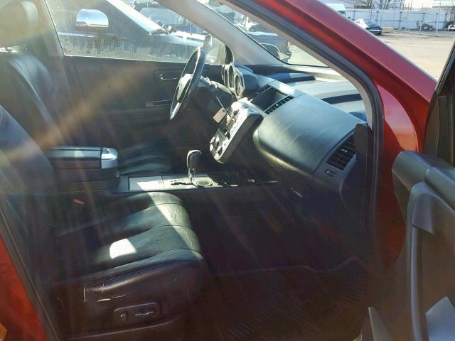 JN8AZ08W86W524669 - 2006 NISSAN MURANO SL RED photo 5