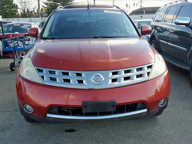 JN8AZ08W86W524669 - 2006 NISSAN MURANO SL RED photo 9